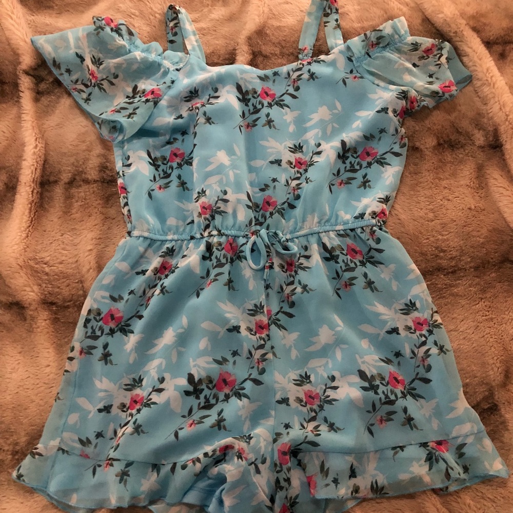 Blue floral romper